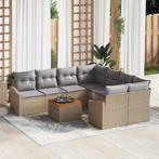 vidaXL Tuin Sofa Set 9 pcs beige en lichtgrijs, Verzenden, Nieuw, Rotan