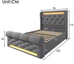 Gestoffeerd Eenpersoonsbed 90x200 met LED en USB, Verzenden, Nieuw