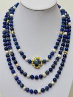Natuurlijk lapis lazuli, geen bedekking, en witte parels., Antiek en Kunst