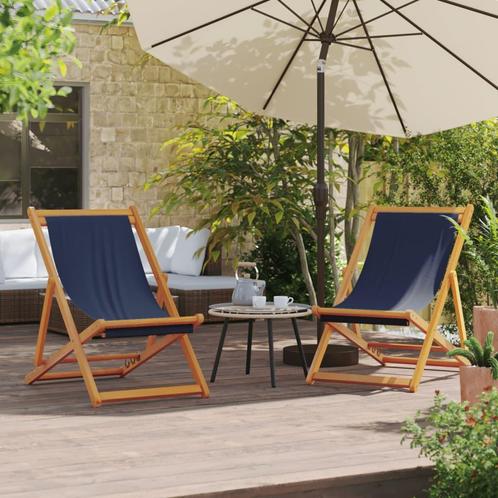 vidaXL Strandstoelen 2 st inklapbaar stof blauw, Tuin en Terras, Tuinstoelen, Nieuw, Verzenden