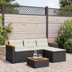 vidaXL 3-delige Loungeset met kussens poly rattan zwart, Tuin en Terras, Tuinsets en Loungesets, Verzenden, Nieuw, Rotan, Loungeset