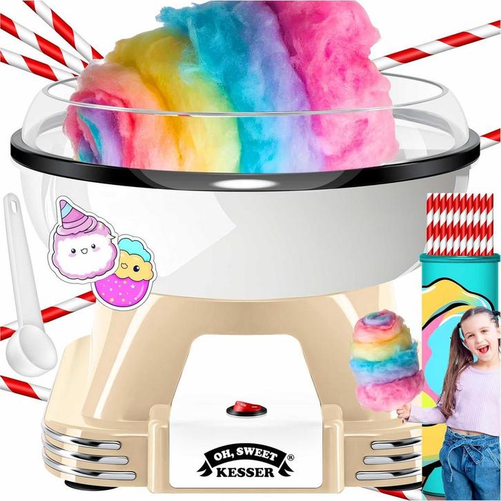 Suikerspinmachine - Retro - 500W - Crèmewit - KESSER®, Kinderen en Baby's, Babymode-accessoires, Nieuw, Verzenden