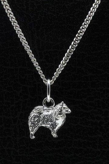 Zilveren Chow Chow langhaar ketting hanger - klein beschikbaar voor biedingen