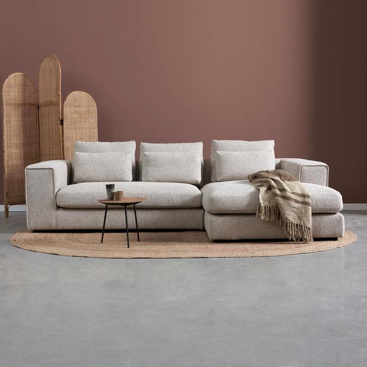 *WOONWINKEL* Hoekbank Met Divan Hoek Rechts Beige, Huis en Inrichting, Banken | Bankstellen, Nieuw, Verzenden