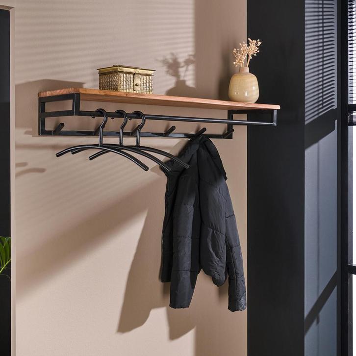 *WOONWINKEL* Kapstok Met Roede En Houten Plank, Huis en Inrichting, Woonaccessoires | Kapstokken, Nieuw, Verzenden