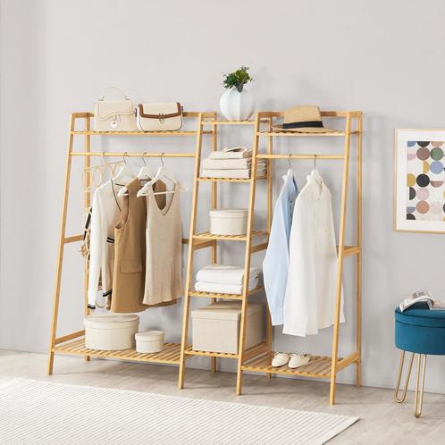 [en.casa] Kledingrek Sogndal met 9 planken 139x158x40 cm bam, Huis en Inrichting, Kasten | Kledingkasten, Nieuw, Verzenden