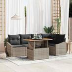 vidaXL Tuin Sofa Set met opslag 6 pcs Grijs Poly riet, Verzenden, Nieuw, Rotan