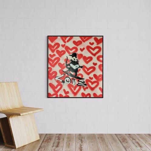 Timo Wedell (1994) - Surfing the Love Wave Like Banksy - XL, Antiek en Kunst, Kunst | Schilderijen | Modern