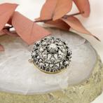 Antiek gouden broche met diamanten ca. 0,27 ct., Sieraden, Tassen en Uiterlijk, Broches, Gebruikt, Overige kleuren, Ophalen of Verzenden