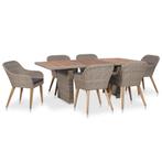 vidaXL 7-delige Tuinset met kussens poly rattan zwart, Tuin en Terras, Tuinsets en Loungesets, 6 zitplaatsen, Nieuw, Tuinset, Verzenden
