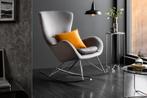 Design schommelstoel SCANDINAVIA SWING grijs fluweel chroom, Huis en Inrichting, Stoelen, Nieuw, Ophalen of Verzenden