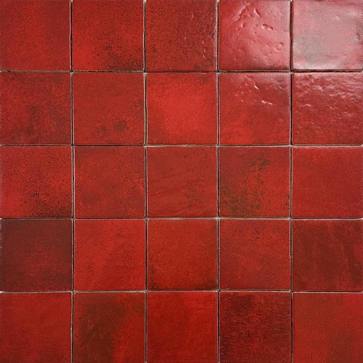 Wandtegel menorca volcano rood glans vintage craquele 10x10, Doe-het-zelf en Verbouw, Tegels, Wandtegels, Nieuw, 10 m² of meer