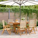 vidaXL Tuinstoelen 6 st poly rattan en massief hout beige, Tuin en Terras, Tuinstoelen, Verzenden, Nieuw, Hout