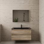 ACTIE BWS Badmeubel | Paris | Canyon Oak 100 cm | Mat Zwart, Ophalen of Verzenden, Nieuw, Bad