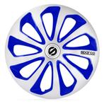4-Delige Sparco Wieldoppen  Sicilia 15-inch zilver/blauw/car, Verzenden, Nieuw