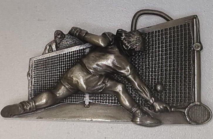 Vintage Tennis speler as kleurige Riem Gesp/Buckle, Kleding | Heren, Riemen en Ceinturen, Verzenden