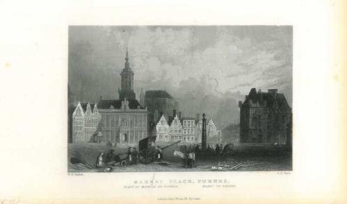 Zicht op Veurne, Antiek en Kunst, Kunst | Etsen en Gravures