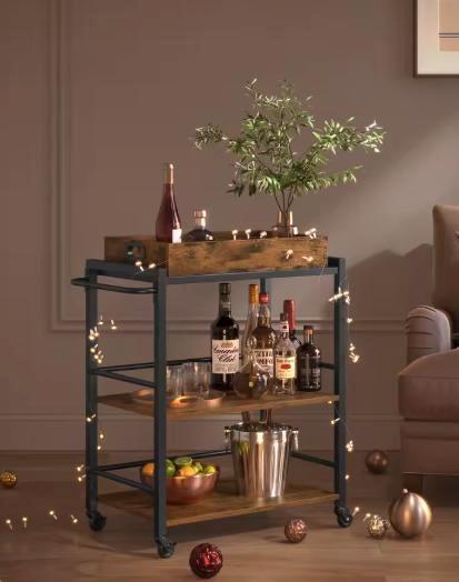 Industriële Serveerwagen met Dienblad en 3 Lagen, Huis en Inrichting, Keuken | Keukenelementen, Nieuw, Verzenden
