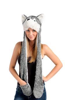 Muts Wanten Grijze Husky Sjaalmuts met Oortjes Wolf Hond Bon, Kinderen en Baby's, Kinderkleding | Mutsen, Sjaals en Handschoenen