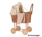 rieten poppenwagen in de kleur naturel of poeder roze, Kinderen en Baby's, Speelgoed | Houten speelgoed, Ophalen of Verzenden