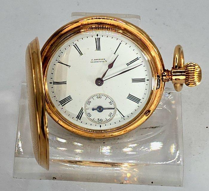 Julius Assmann Glashütte Sa. - 14K Savonette - Gehäusegravur, Sieraden, Tassen en Uiterlijk, Horloges | Heren