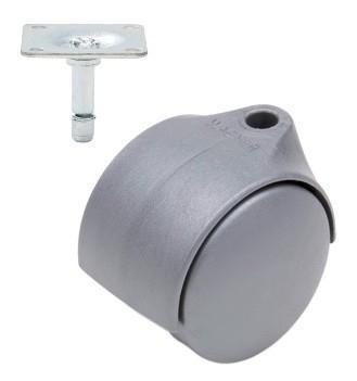 Meubelwiel Zilver Kunststof 50 mm met Bevestigingsplaat, Doe-het-zelf en Verbouw, Zwenkwielen, Nieuw, Ophalen of Verzenden