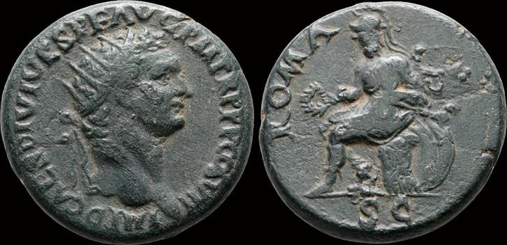 81-96ad Roman Domitian Ae dupondius Roma seated left- rar..., Postzegels en Munten, Munten | Europa | Niet-Euromunten, Verzenden