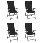 vidaXL Tuinstoelen 4 st verstelbaar met kussens massief, Tuin en Terras, Tuinstoelen, Verzenden, Nieuw, Hout