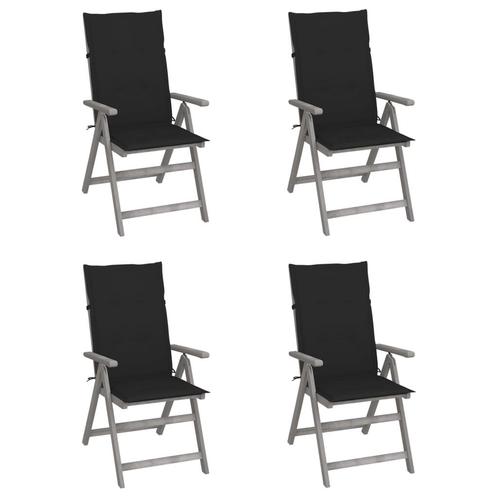 vidaXL Tuinstoelen 4 st verstelbaar met kussens massief, Tuin en Terras, Tuinstoelen, Nieuw, Hout, Verzenden