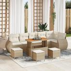 vidaXL 10-delige Tuinbankenset met kussens poly rattan, Verzenden, Nieuw, Rotan