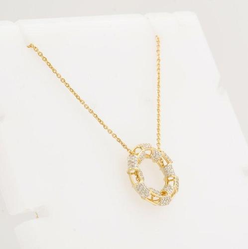 Halsketting - 14 karaat Geel goud - 0.62ct. tw. Diamant, Sieraden, Tassen en Uiterlijk, Kettingen