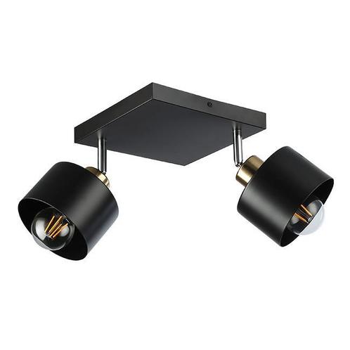Opbouw Plafondspot | 2-Voudig | Zwart - Koper | E-27, Huis en Inrichting, Lampen | Spots, Led, Nieuw, Plafondspot of Wandspot