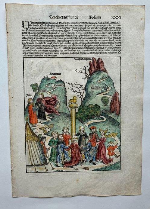 World - Decoratief afdrukje; Hartmann Schedel - The, Boeken, Atlassen en Landkaarten