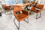 Design stoel MUSTANG antiek bruin microvezel met armleuning, Ophalen of Verzenden, Nieuw