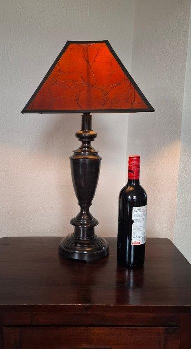 Tafellamp - Mahonielook metaal - xl lamp+lederlook kap, Antiek en Kunst, Curiosa en Brocante