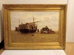 Strand Scheveningen met botter SCH .8 en 13 - F.L.Corsius, Antiek en Kunst