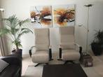 leren relaxfauteuils met stalen frame - bruin leer - Echt l, Huis en Inrichting, Fauteuils, Nieuw, Ophalen of Verzenden, 50 tot 75 cm