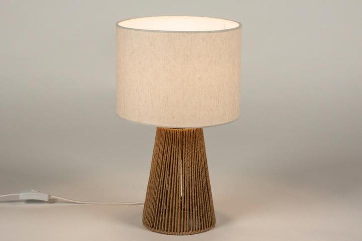 Rietveld Tafellampen - Wit, Bruin, Zand, Naturel - Stof, Tou, Huis en Inrichting, Lampen | Tafellampen, Verzenden