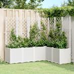 vidaXL Plantenbak met latwerk 160x120x140 cm polypropeen wit, Tuin en Terras, Bloembakken en Plantenbakken, Verzenden, Nieuw, Kunststof