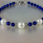 Zonder Minimumprijs - Armband Zilver Parel - Lapis lazuli -, Sieraden, Tassen en Uiterlijk, Armbanden, Nieuw