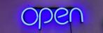 Open neon bord verlichting lamp licht kunststof 3D *blauw*, Verzenden, Nieuw in verpakking