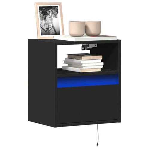 vidaXL Tv-wandmeubel met LED-verlichting 41x31x45 cm zwart, Huis en Inrichting, Kasten | Televisiemeubels, Nieuw, Overige houtsoorten