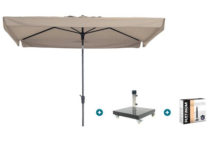 Madison Delos Luxe stokparasol 200x300 cm. - Ecru met, Tuin en Terras, Parasols, Parasolvoet, Nieuw, Kantelbaar, Verzenden