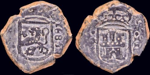 1665-1700ad Spain Carlos Ii 2 maravedis 1680 Brons, Postzegels en Munten, Munten en Bankbiljetten | Toebehoren, Verzenden