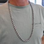 Zilveren lange gedraaide schakel ketting | 80 cm, Sieraden, Tassen en Uiterlijk, Kettingen, Gebruikt, Ophalen of Verzenden, Zilver