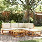 vidaXL 6-delige Loungeset met kussens massief acaciahout, Verzenden, Nieuw, Hardhout, Loungeset