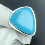 925 sterling zilveren groot driehoek turquoise ring, Verzamelen, Mineralen en Fossielen