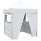 vidaXL Partytent met 4 zijwanden inklapbaar 2x2 m staal wit, Verzenden, Nieuw