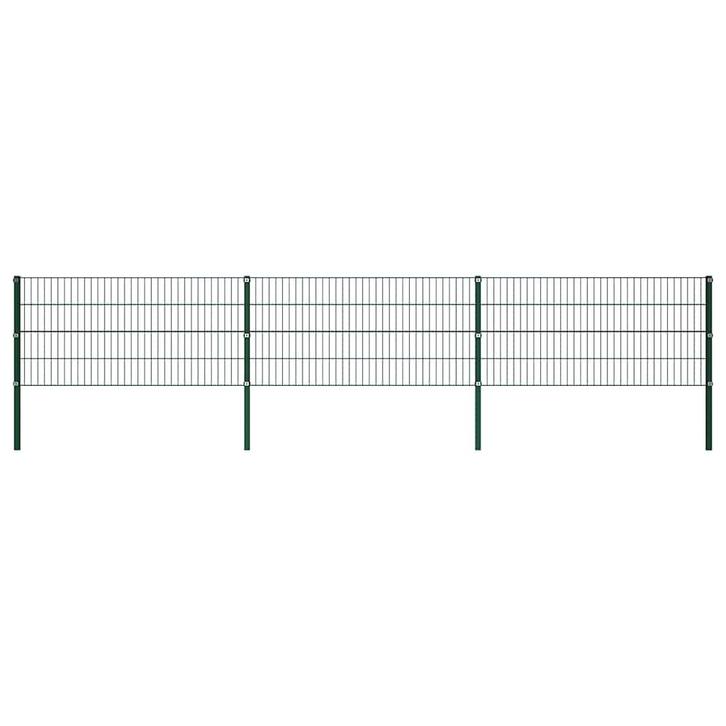vidaXL Schuttingpaneel met palen ijzer 522x80 cm groen, Tuin en Terras, Schuttingen, Nieuw, IJzer, Minder dan 1 meter, Verzenden