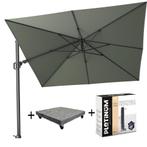 Challenger T2 zweefparasol 300x300 cm olijf  met, Ophalen of Verzenden, Nieuw